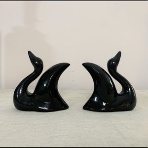 Art Deco revival ceramic swans